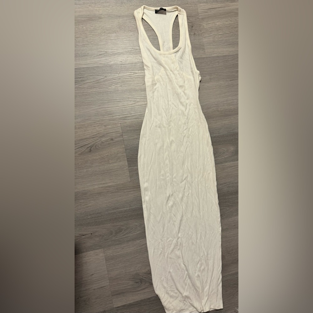 Naked Wardrobe ribbed dress in white. Worn once.